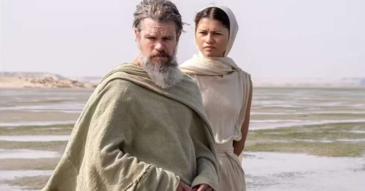Matt Damon e Zendaya em cena de A Odisseia