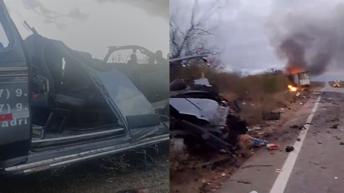 Van da Prefeitura de Petrolândia destruída após colisão com caminhão na PE-360