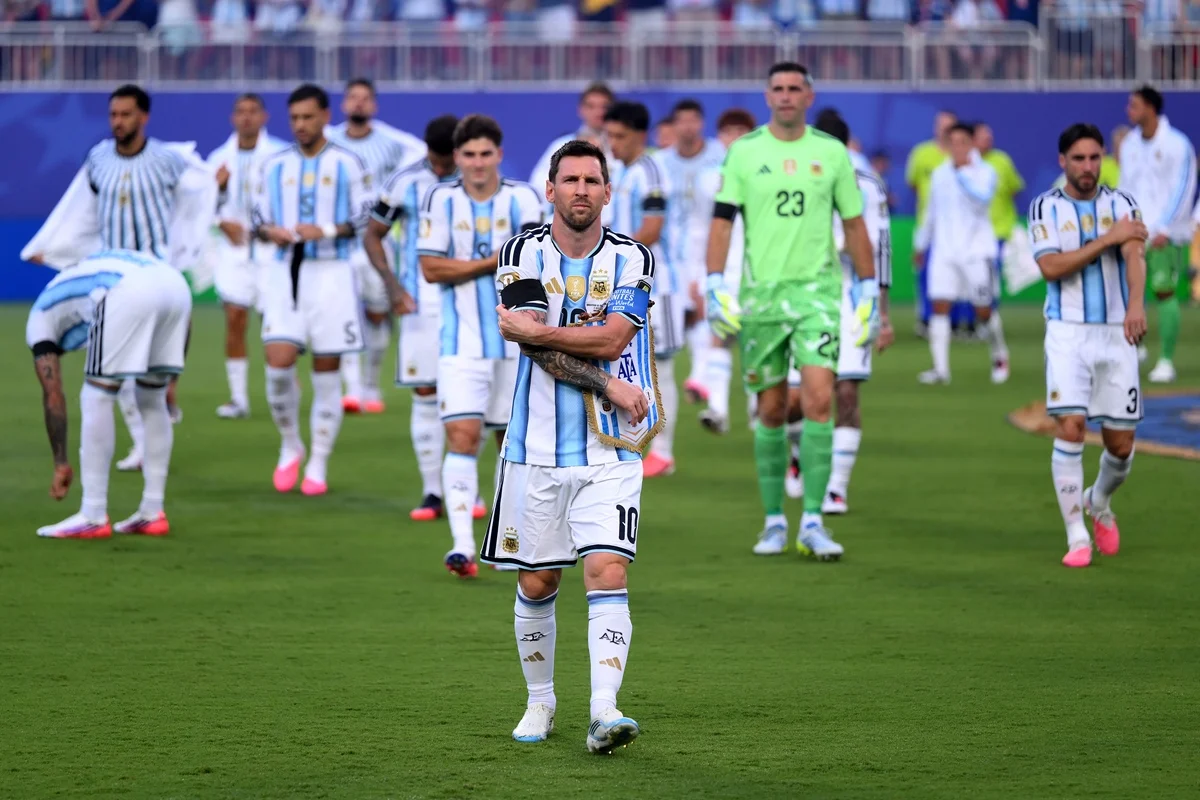 Jogadores da Argentina durante partida da Copa do Mundo