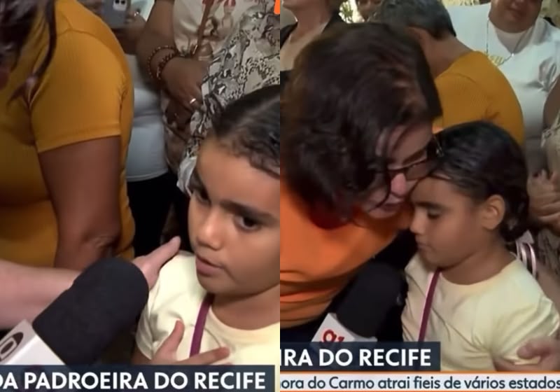 Bianka Carvalho abraça Antonella durante transmissão ao vivo no Recife