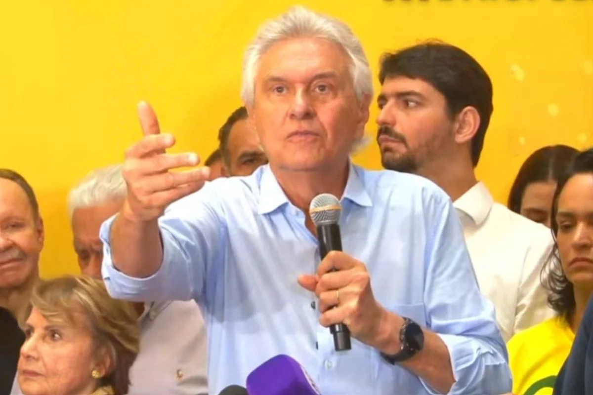 Ronaldo Caiado durante entrevista coletiva
