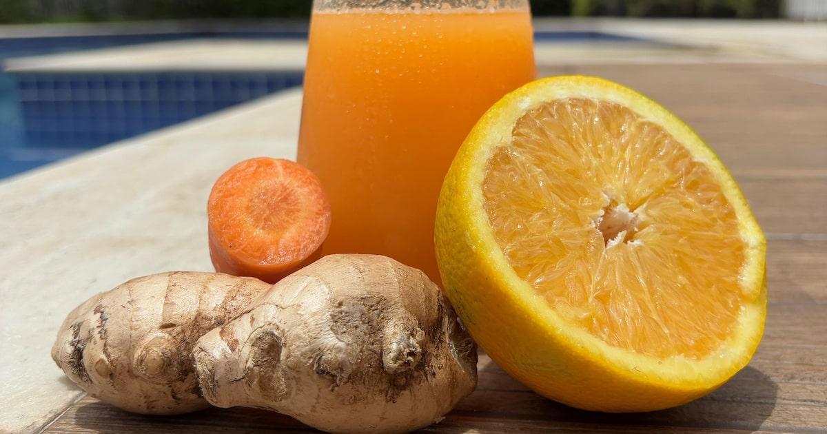 Suco de cenoura com gengibre e laranja