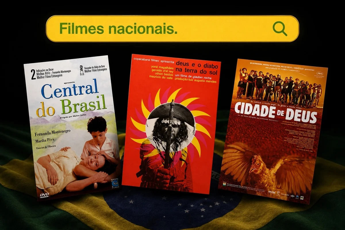 Interface da plataforma Cine Brasilis com recomendações de filmes brasileiros