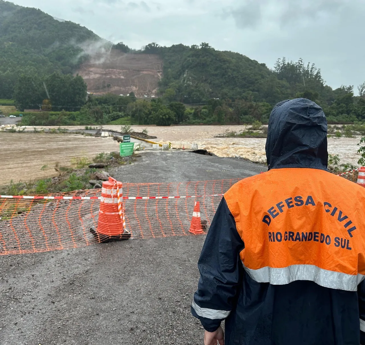 Área sob alerta vermelho da Defesa Civil no Rio Grande do Sul
