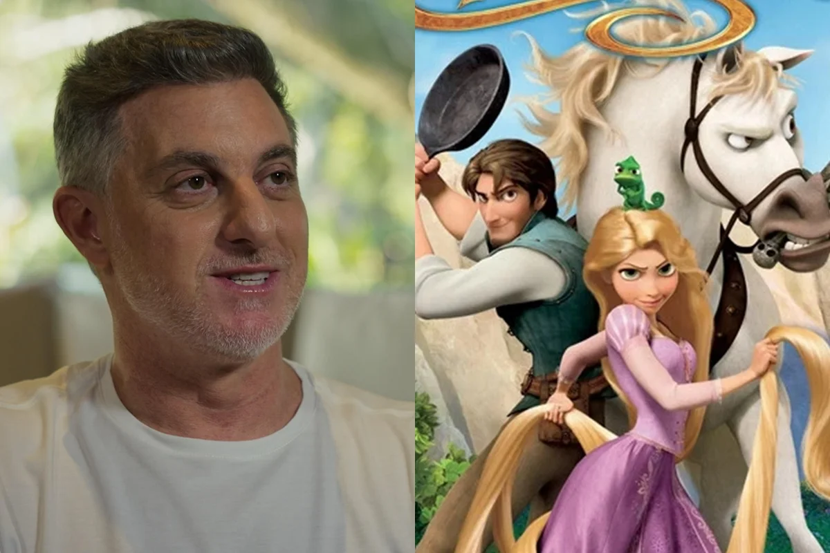 Luciano Huck e personagens da animação Enrolados