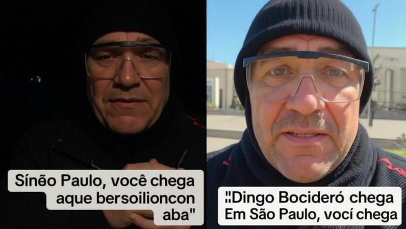 Entregador Jefferson Vieira durante gravação para redes sociais