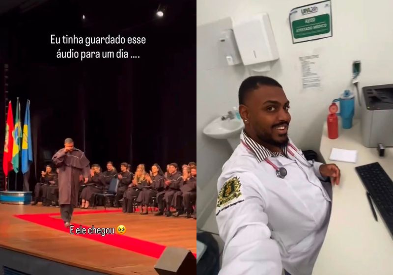 Bruno Eulálio Santos durante formatura em Medicina