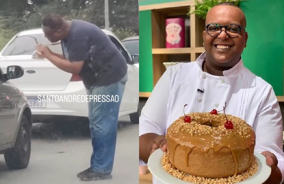 Estefano Zaquini vendendo doces em sinal de trânsito em Santo André