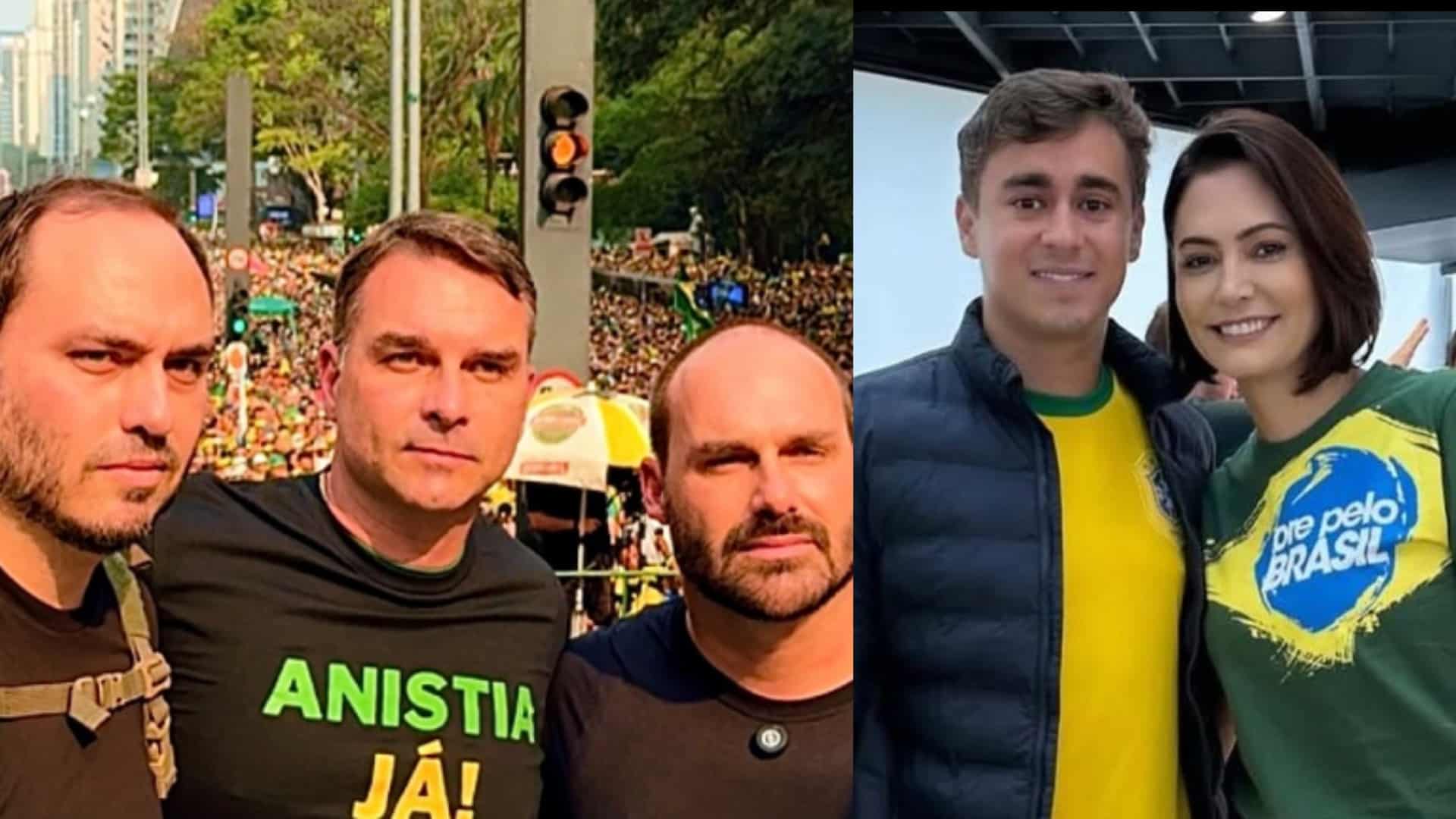 Michelle Bolsonaro, Nikolas Ferreira, Carlos Bolsonaro, Flávio Bolsonaro e Eduardo Bolsonaro