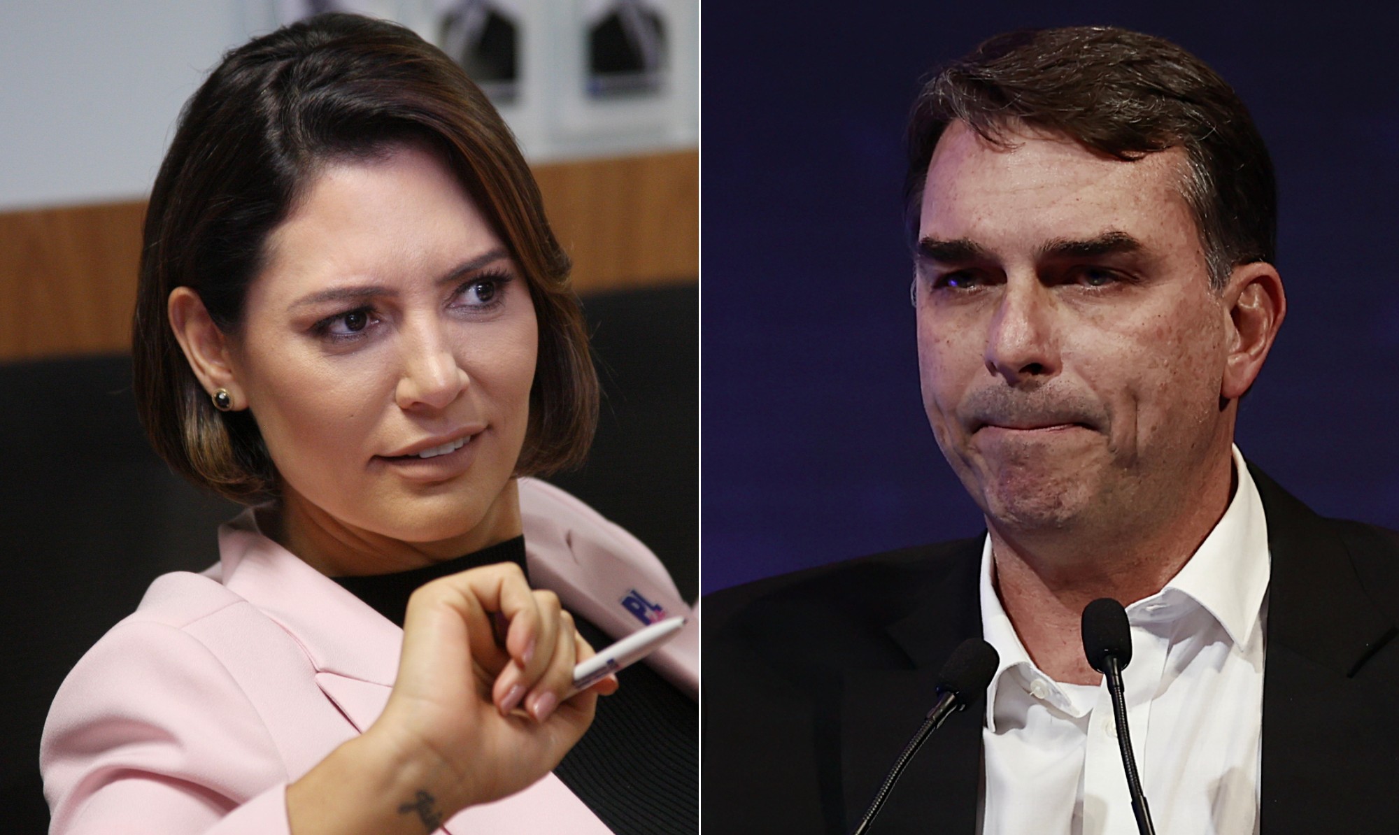 Michelle Bolsonaro e Flávio Bolsonaro