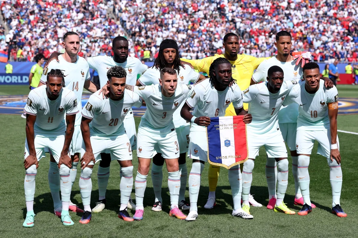Jogadores da França em partida da Copa do Mundo