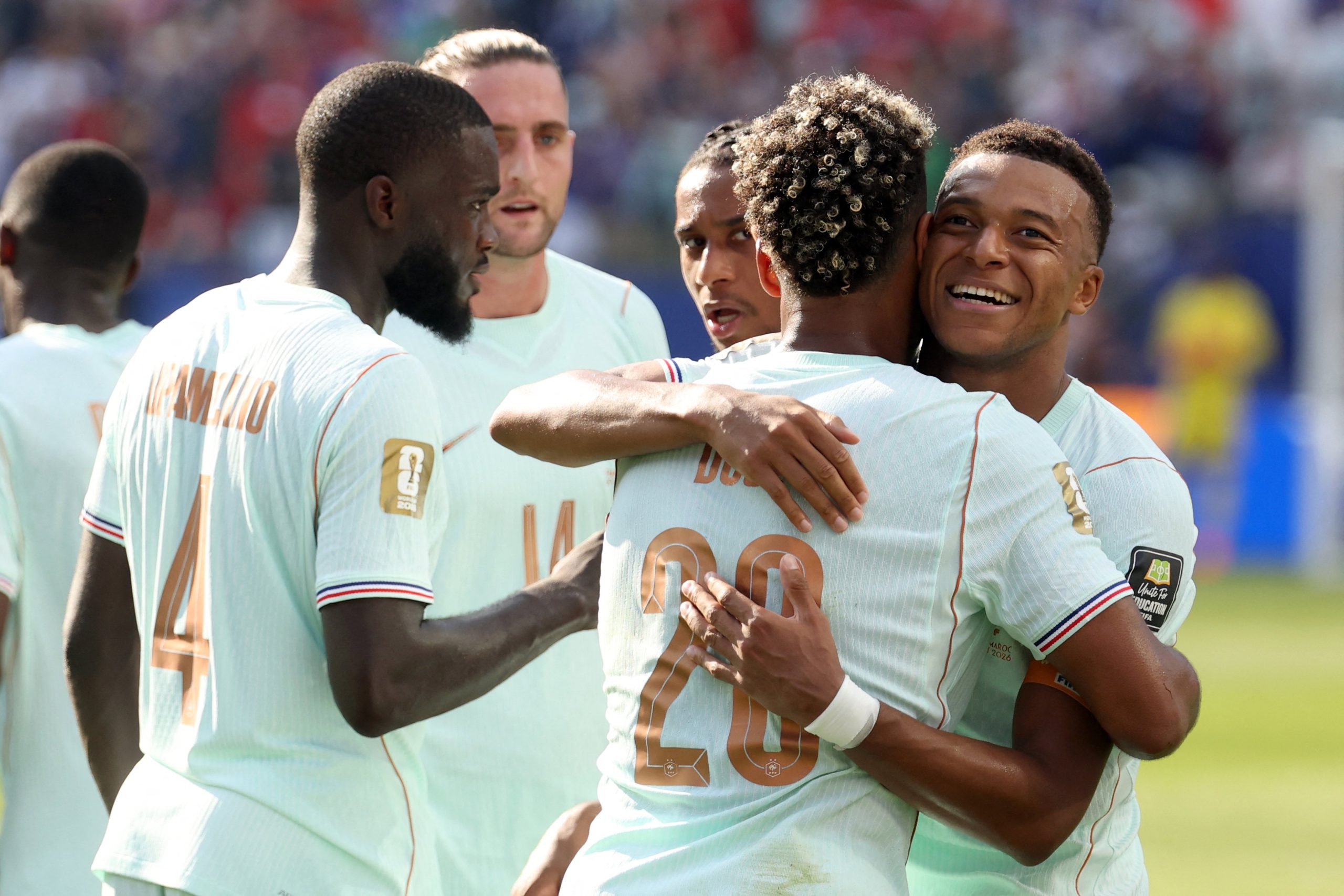 Jogadores da França em partida da Copa do Mundo