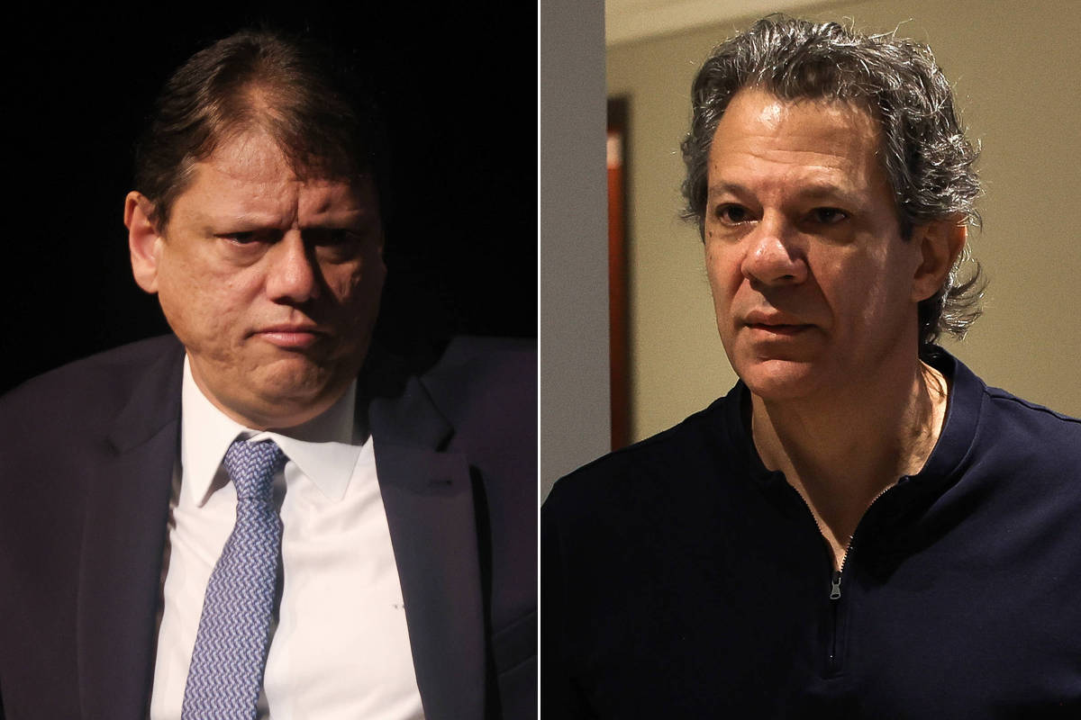 Fernando Haddad e Tarcísio de Freitas em montagem