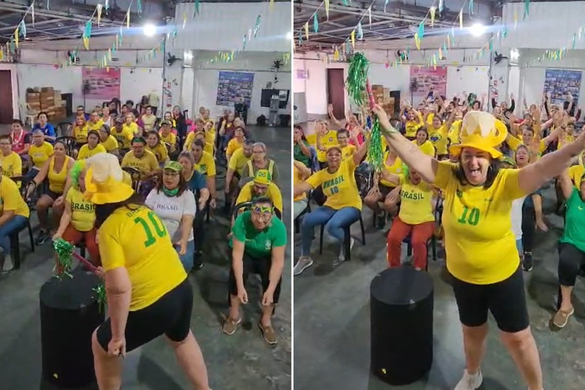 Grupo de mulheres em aula de ritbox em Itanhaém