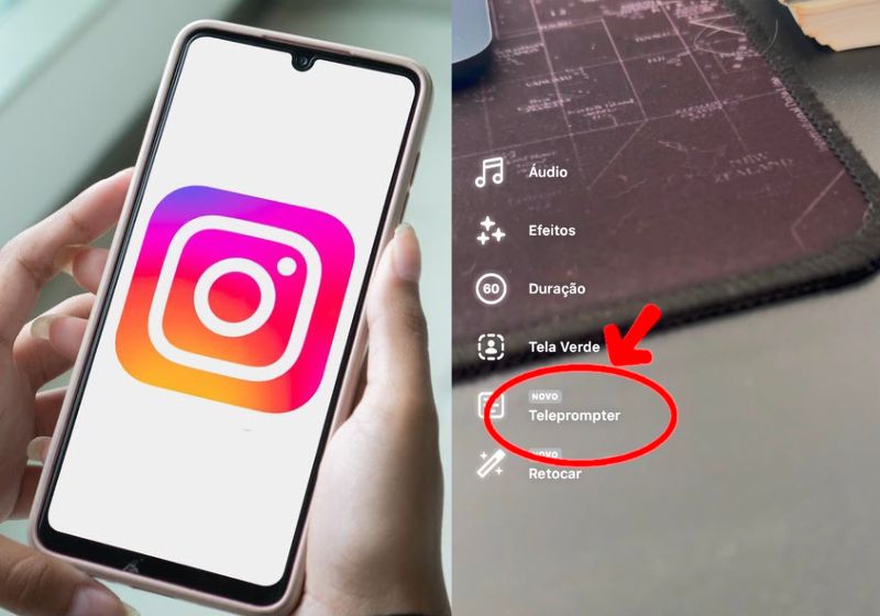 Tela do Instagram com recurso de teleprompter