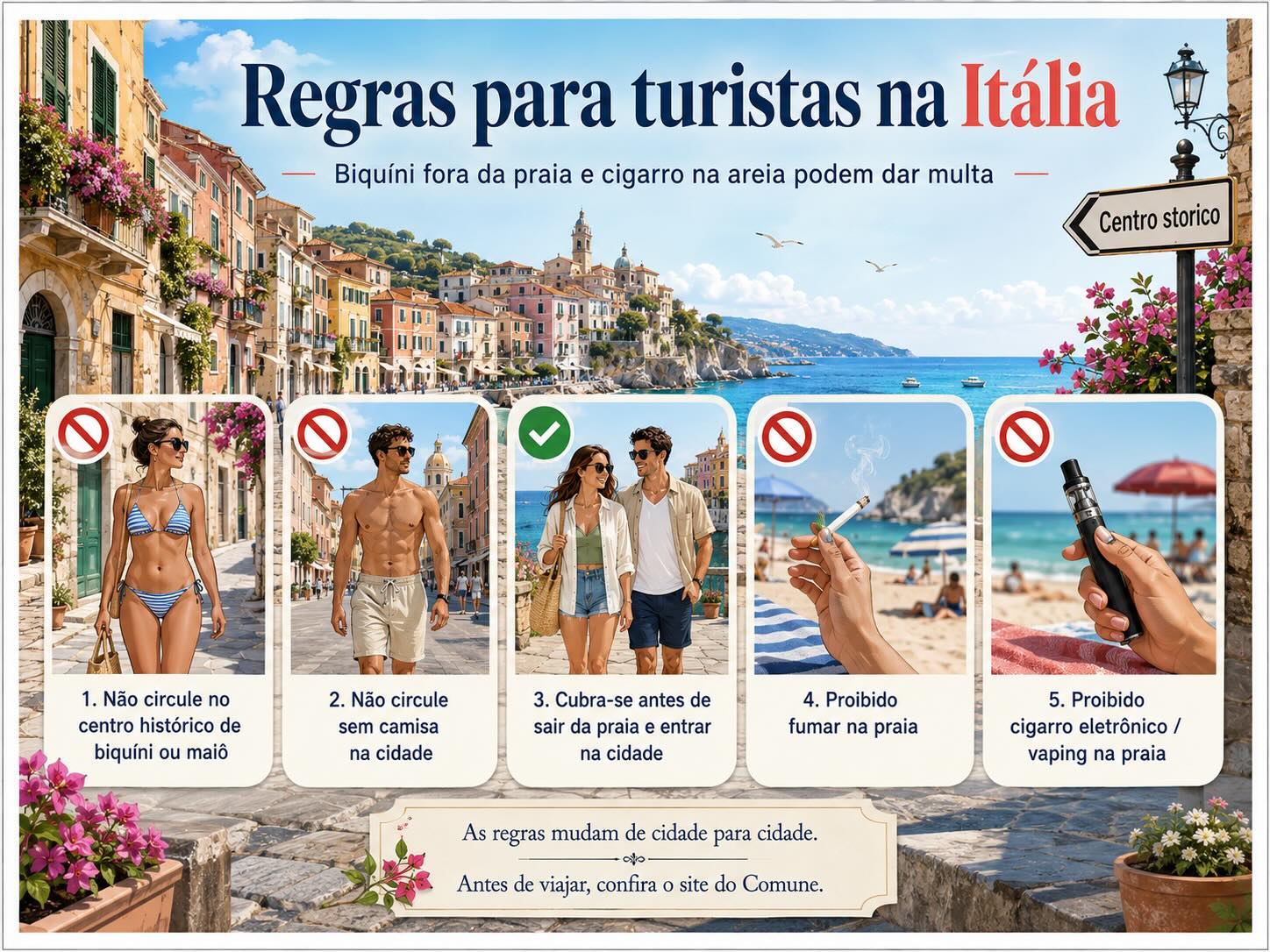 Turistas em área litorânea na Itália