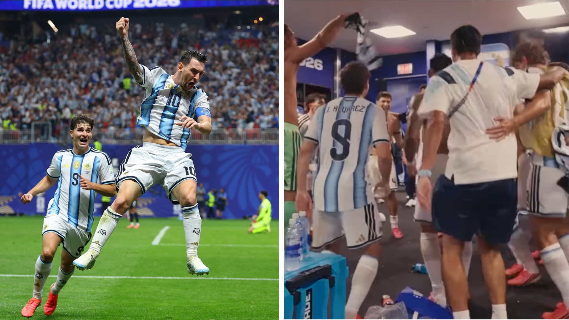 Jogadores da Argentina comemoram no vestiário