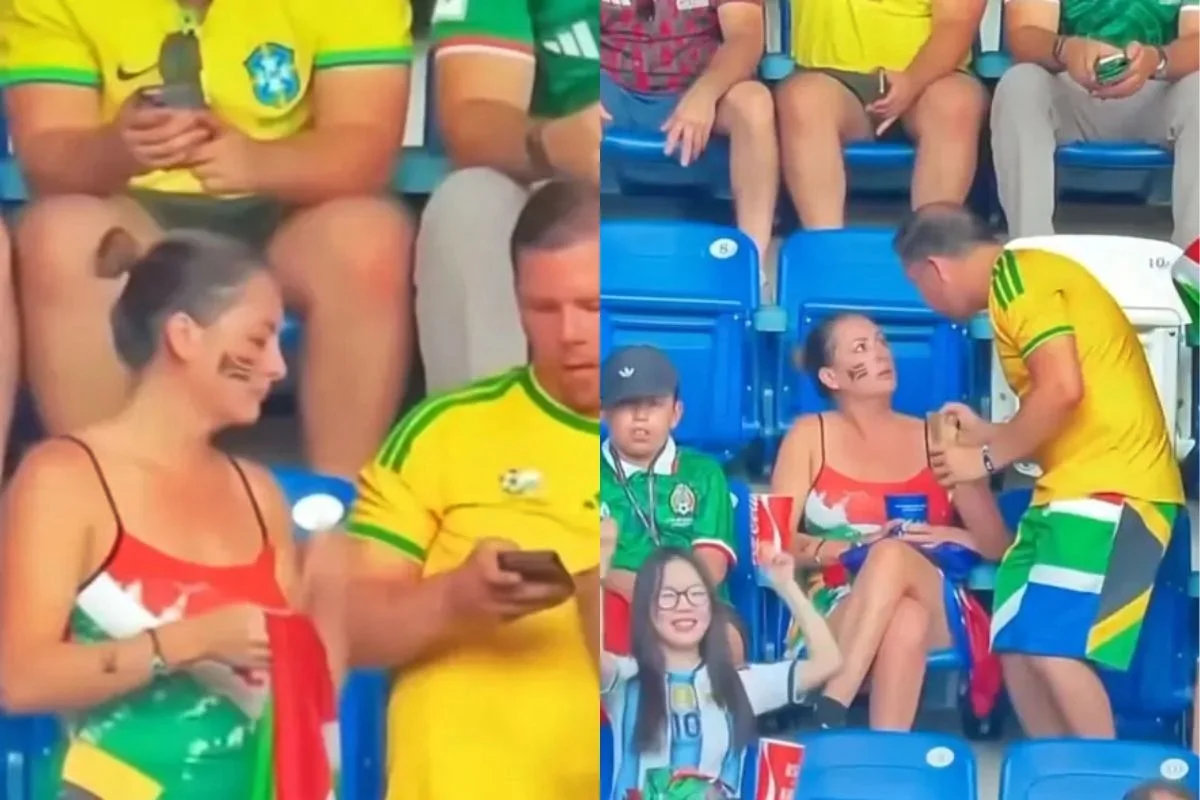 Casal discute na arquibancada durante jogo da Copa do Mundo