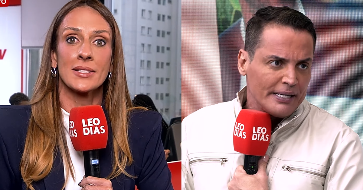 Leo Dias e Monique Arruda durante transmissão no YouTube