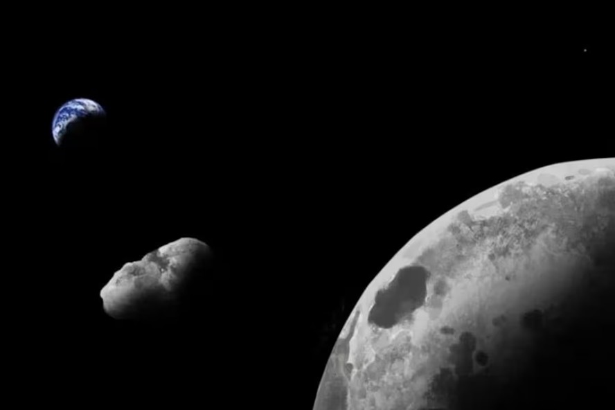 Representação artística do asteroide Kamoʻoalewa no espaço