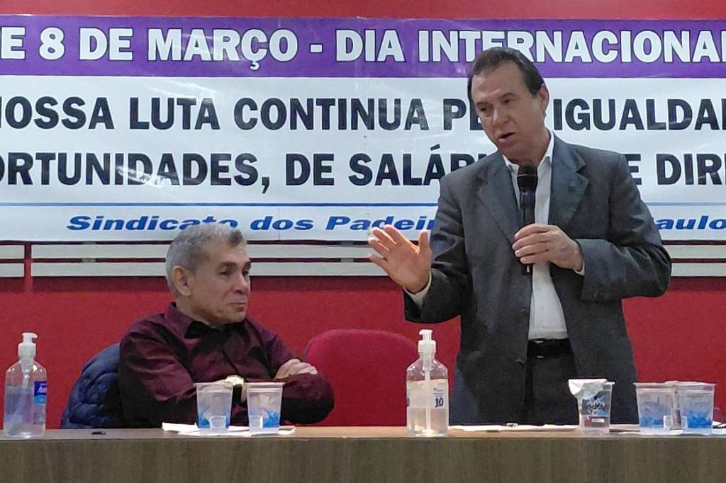 Luiz Marinho e Chiquinho Pereira em evento do Sindicato dos Padeiros de São Paulo