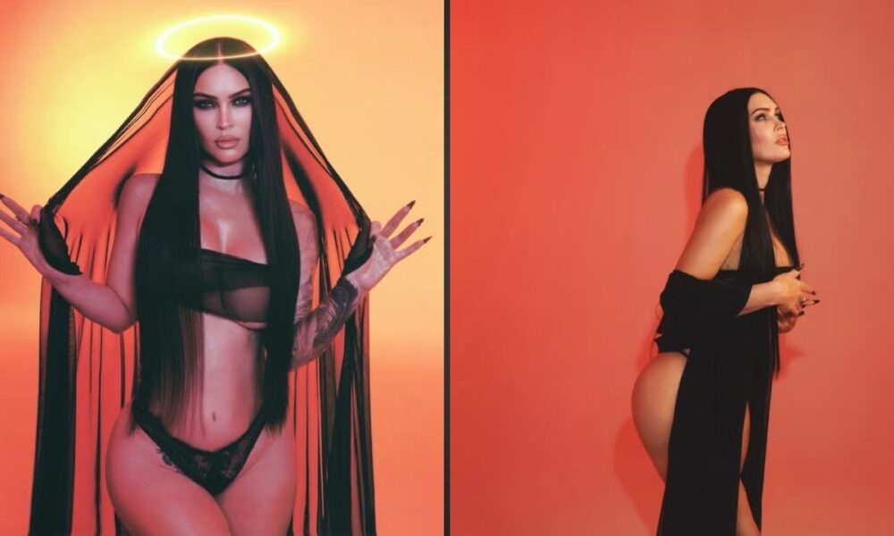 Megan Fox em ensaio com lingerie preta