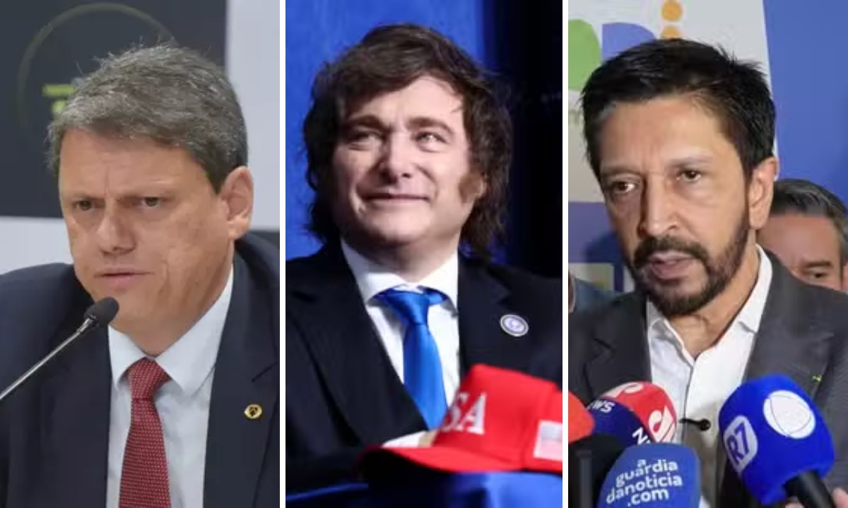 Tarcísio de Freitas, Javier Milei e Ricardo Nunes