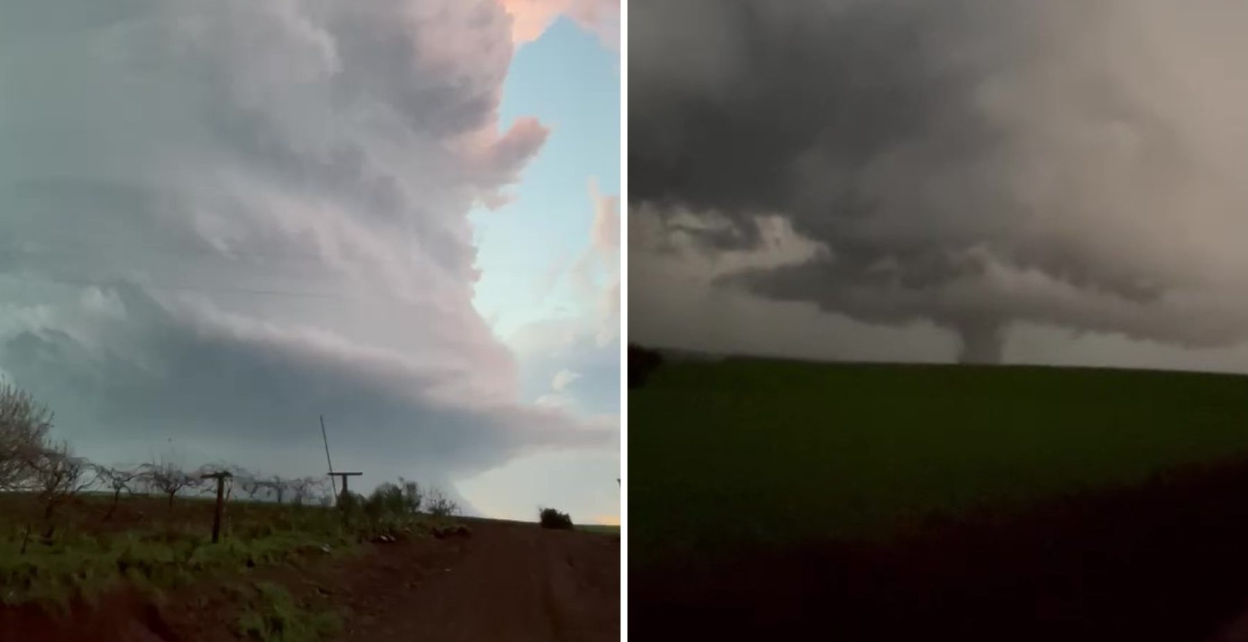 Tornado se forma no céu na região de Giruá, no Rio Grande do Sul