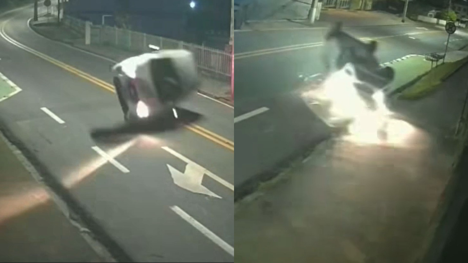 Carro capotado em rua de Blumenau