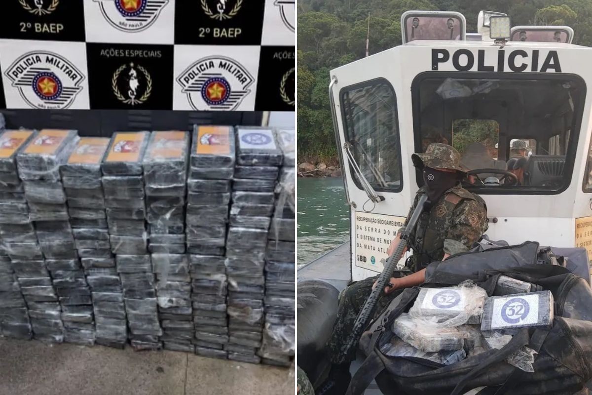 Tabletes de pasta base de cocaína apreendidos em imóvel no Guarujá