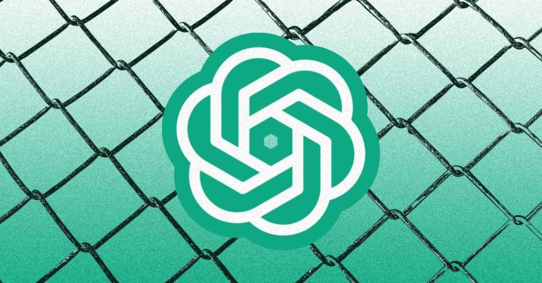 Logotipos da OpenAI e de inteligência artificial em montagem