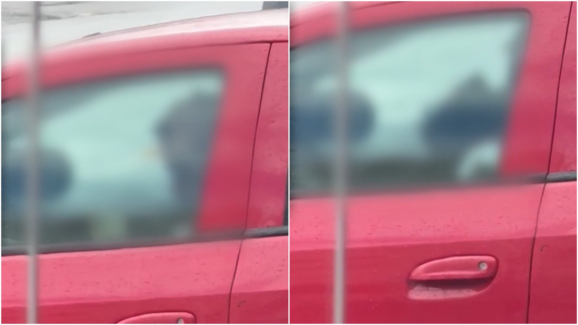 Homem no banco do motorista durante agressão a criança dentro de carro em Palhoça