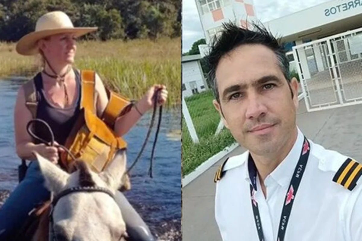 Pesquisadora Lydia Theresia Mocklinghoff e piloto Henrique Martin