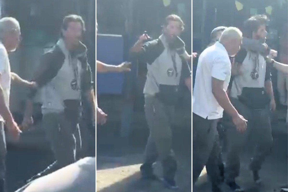 Caminhoneiro cai após soco de policial militar durante protesto em Santos