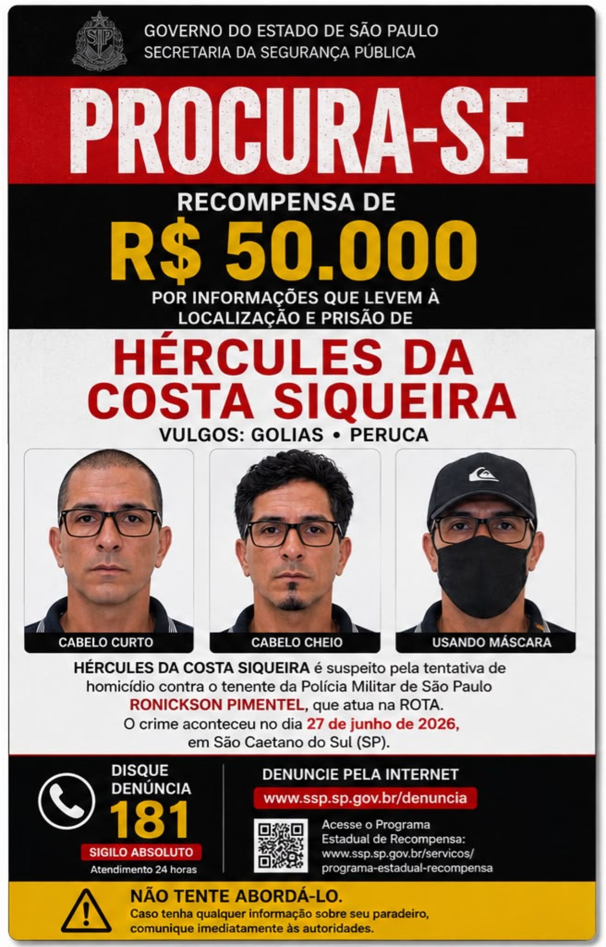 Cartaz de divulgação com Hércules da Costa Siqueira