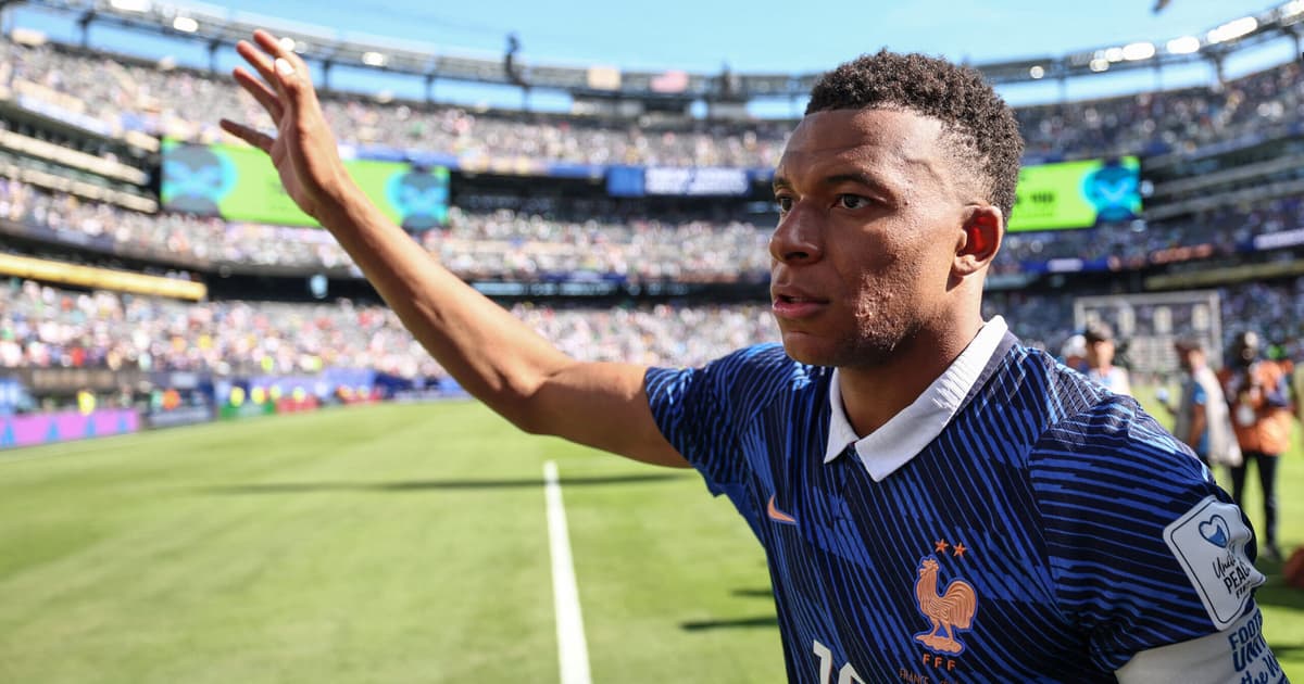Kylian Mbappé em jogo da França na Copa do Mundo