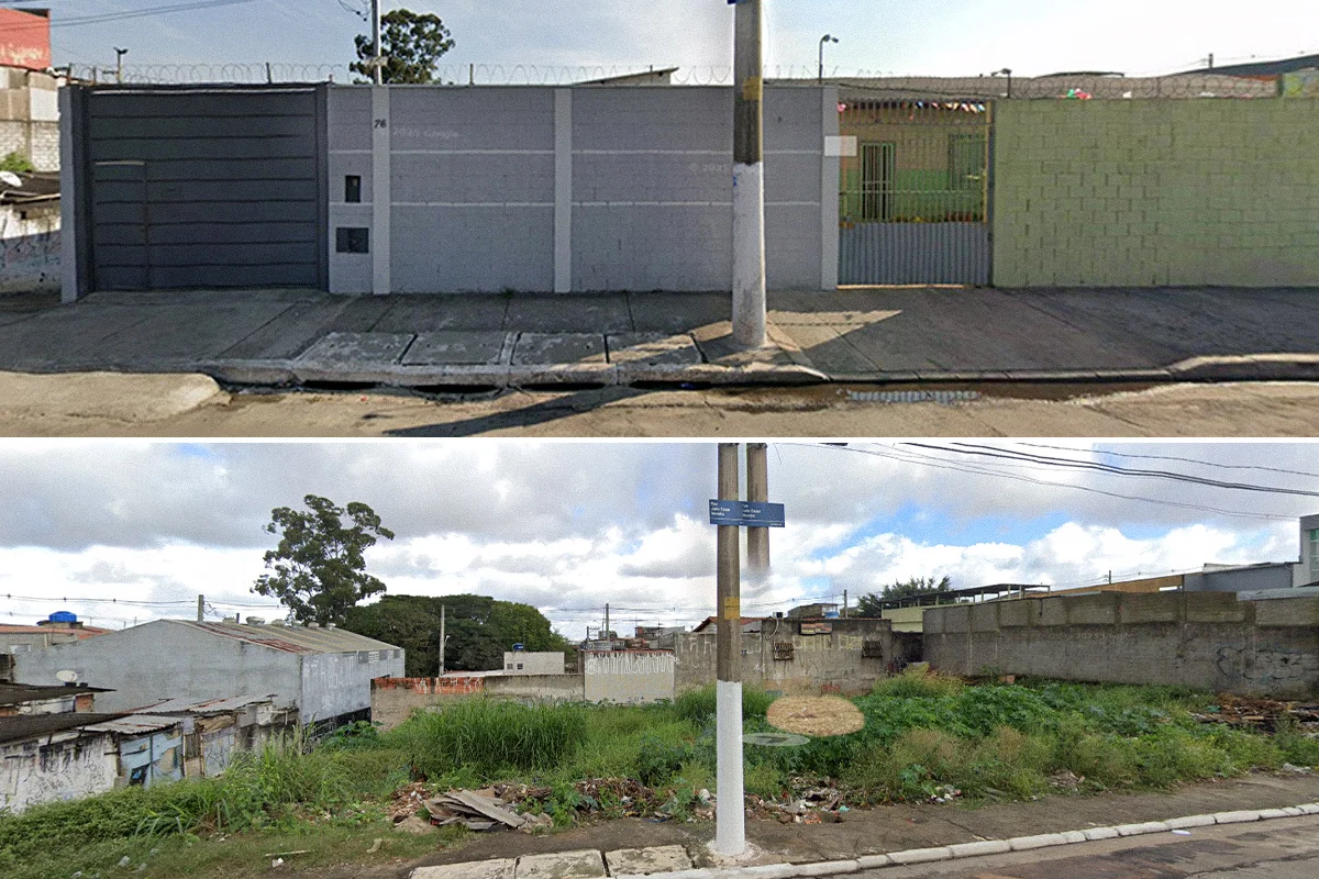 Terreno na rua Julio Cesar Moreira, em Sapopemba, visto pelo Google Maps