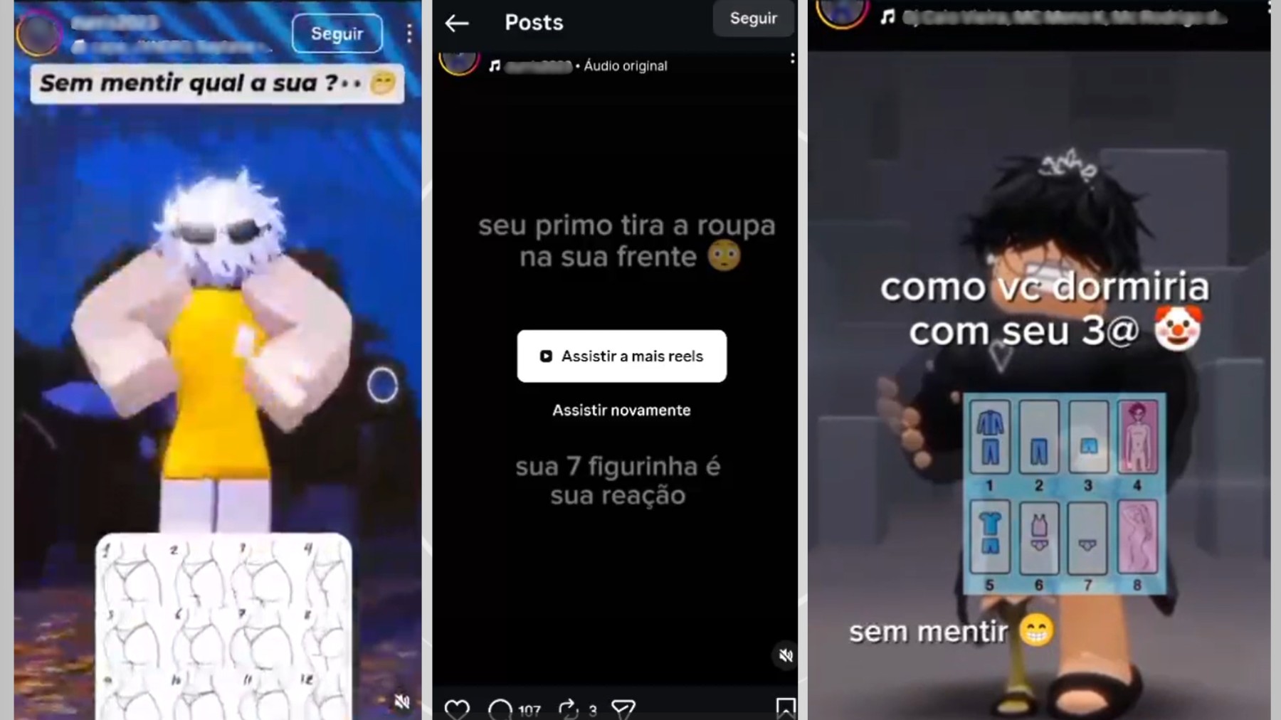 Postagens de cunho sexual em rede social