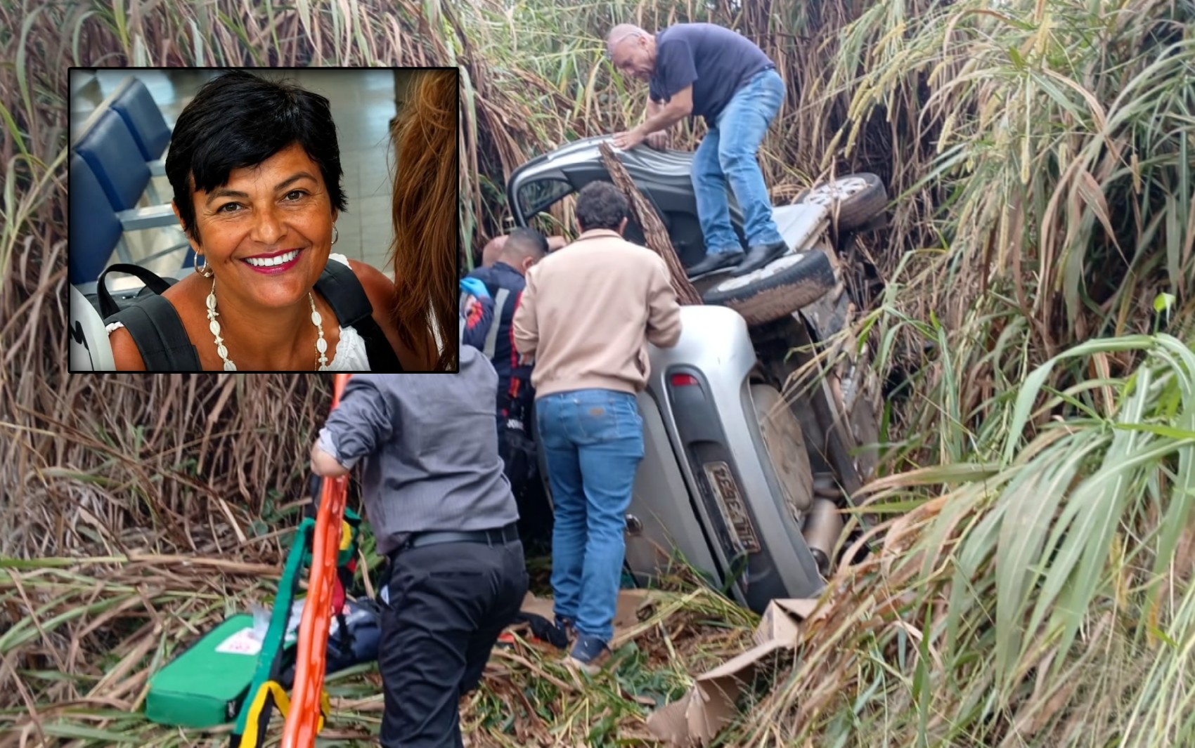 Professora resgatada após acidente na MG-444