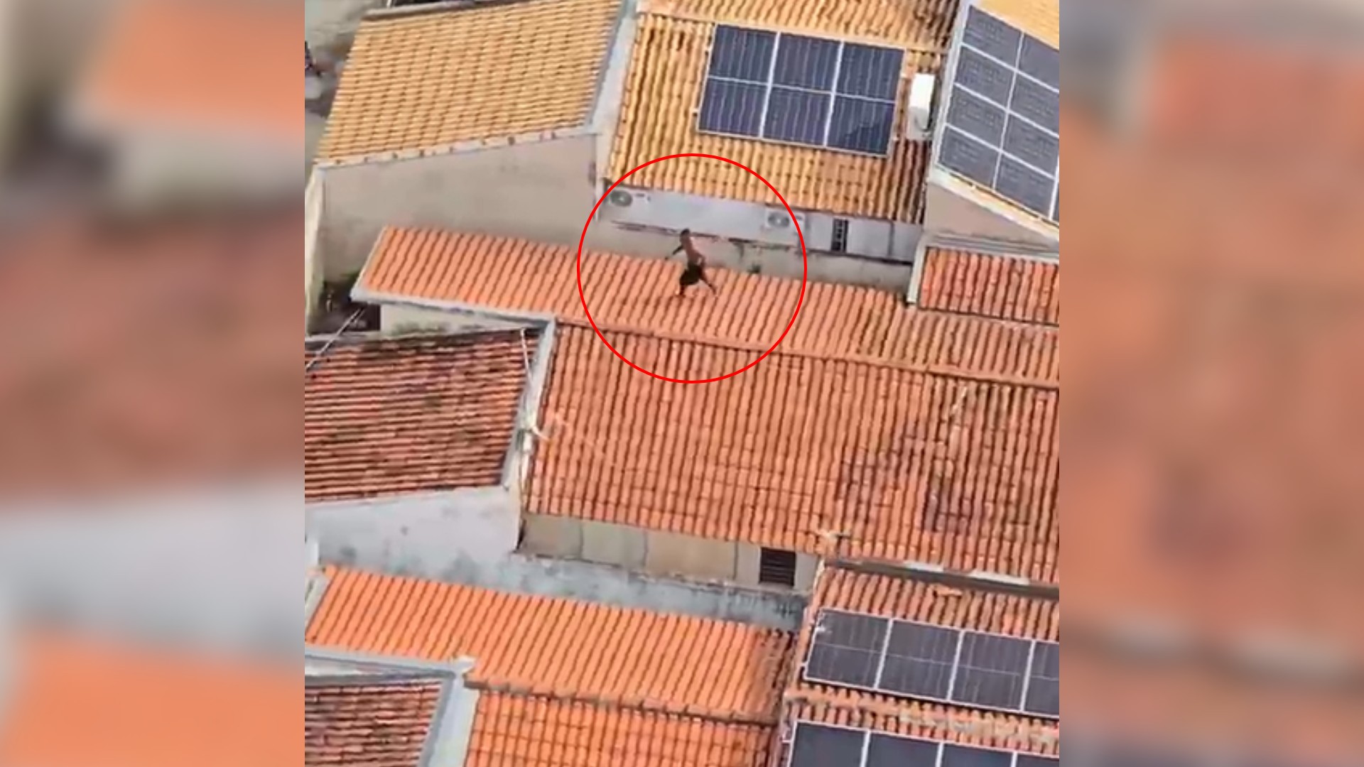 Área residencial com telhados durante acompanhamento do helicóptero Águia em Araçatuba