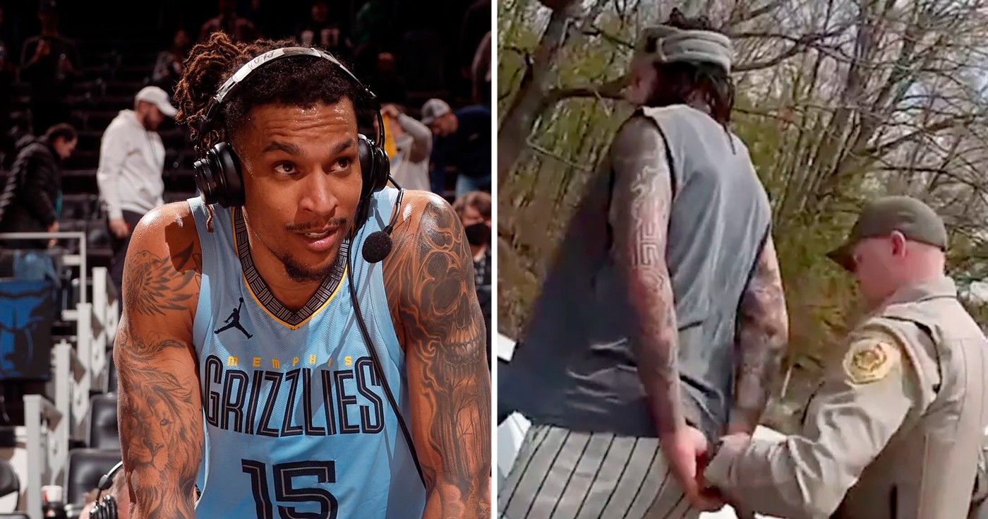 Brandon Clarke em jogo do Memphis Grizzlies e durante abordagem policial