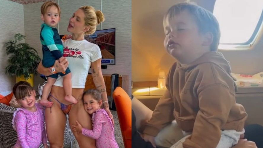 José Leonardo dormindo em voo no jatinho da família