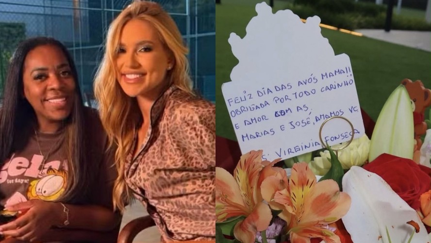 Stories do Instagram com buquês de flores enviados por Virginia Fonseca