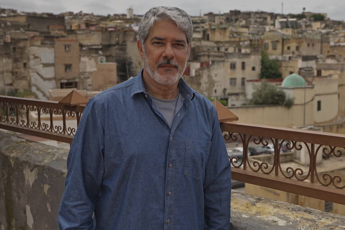 William Bonner no Marrocos durante gravação do Globo Repórter