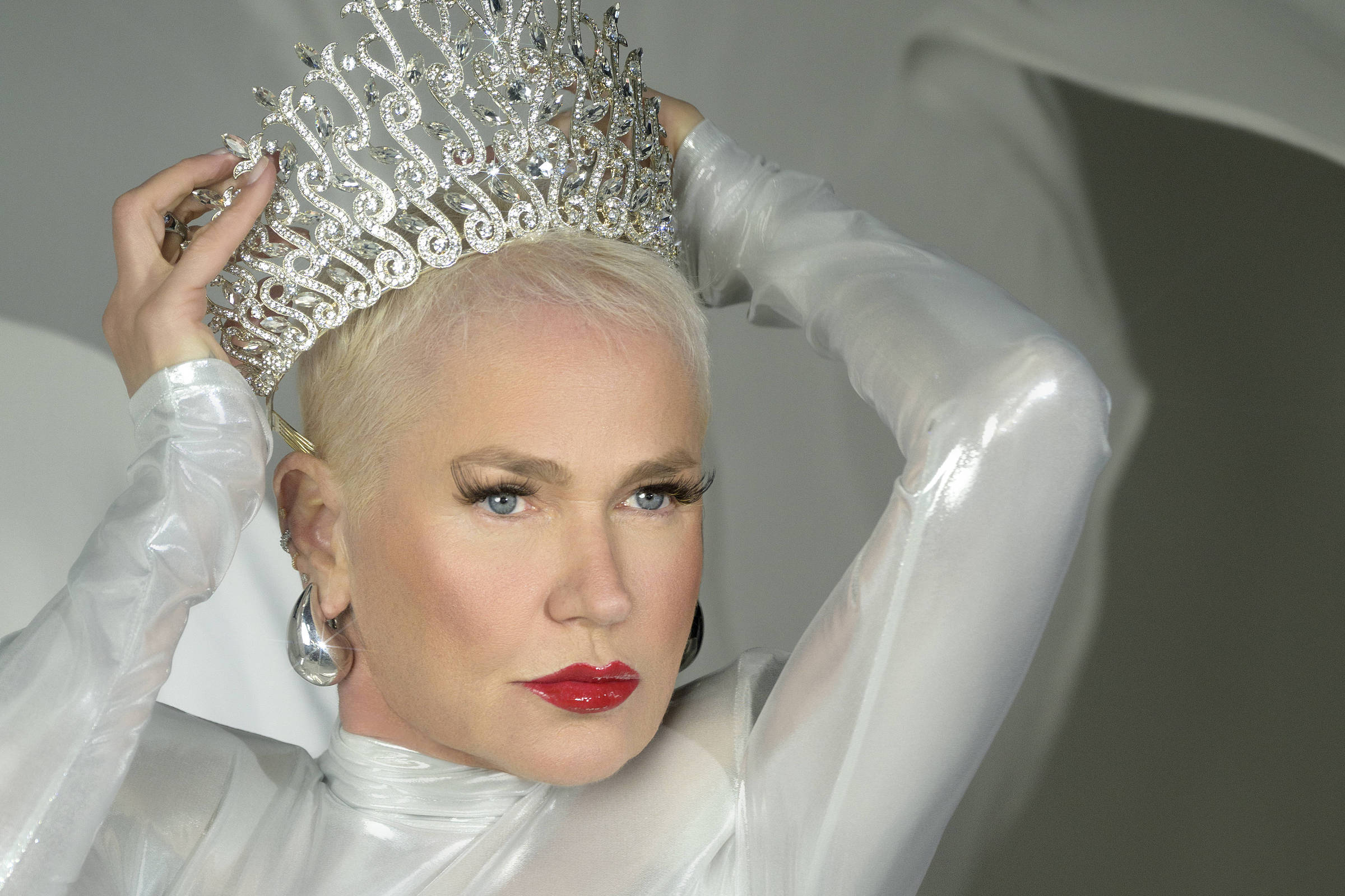 Xuxa Meneghel em divulgação da turnê O Último Voo da Nave