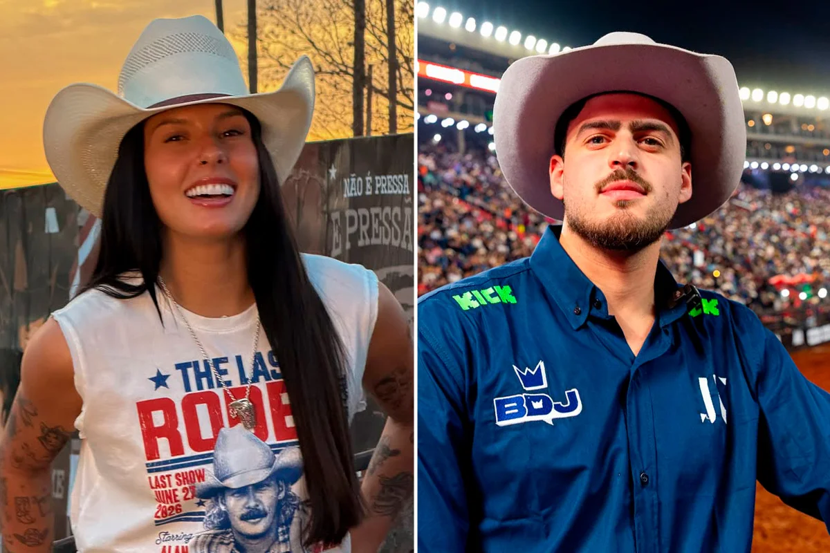 Ana Castela e Jon Vlogs durante transmissão ao vivo