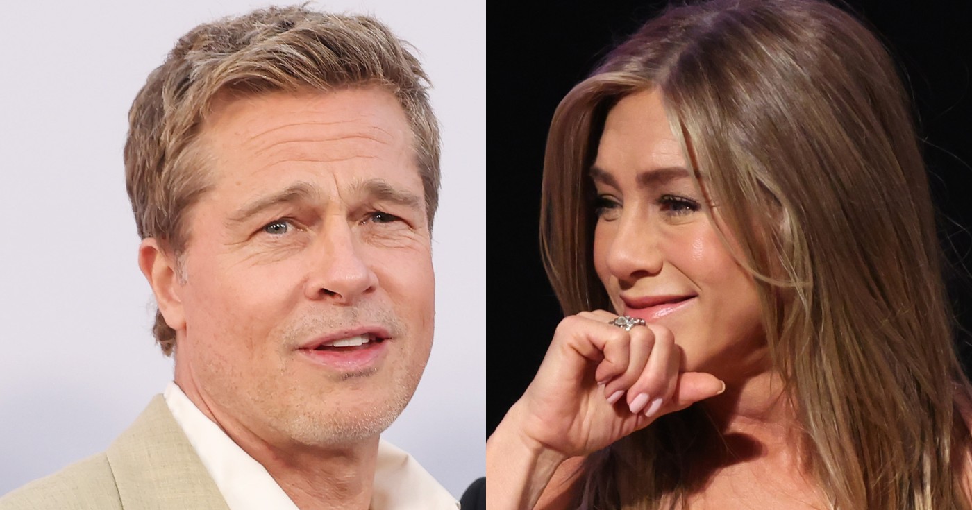 Brad Pitt e Jennifer Aniston em evento de Hollywood