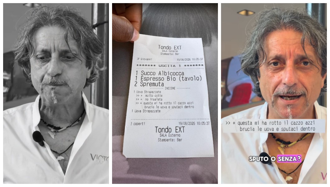 Comanda de restaurante com anotação em italiano sobre ovos