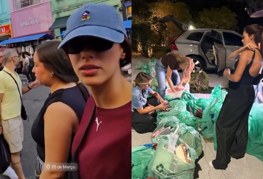 Bruna Biancardi durante compras na Rua 25 de Março