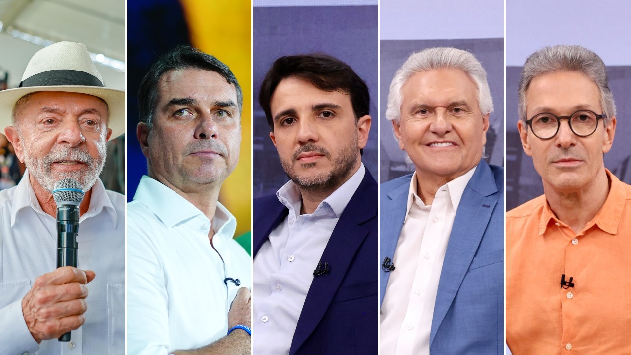 Lula, Flávio Bolsonaro, Renan Santos, Ronaldo Caiado e Romeu Zema